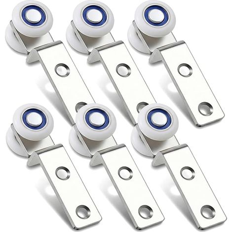 Ensemble de 6 poulies de porte coulissante, roulement coudé de tube métallique de 20mm, bloc de poulie de roulement coudé de tube métallique, adapté aux armoires de porte coulissante de fenêtre (1/4)
