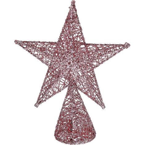 Étoiles scintillantes pour sapin de Noël, décorations de sapin, pentagramme Iron Hollow-19X15cm-Pink (1/3)