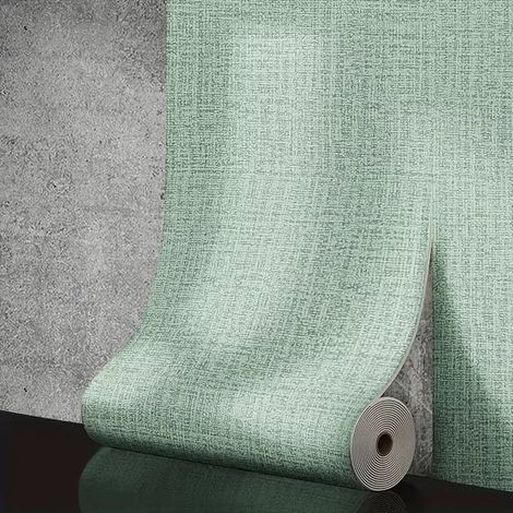 (Vert clair, 50 cm x 2,8 m) Papier peint autocollant imperméable à texture lin. (1/4)