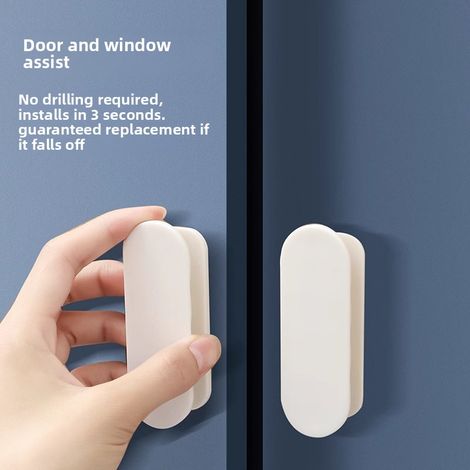 Lot de 2 poignées ventouse blanches sans perçage pour porte vitrée coulissante fenêtre tiroir (1/4)