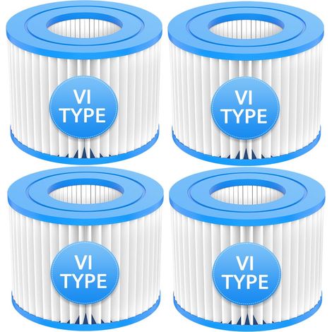 Cartouche filtrante de type VI pour systèmes de filtration de spas gonflables et de pompes de piscine (lot de 4) (1/5)