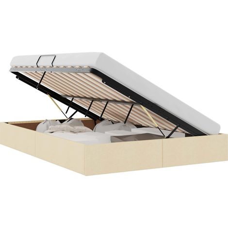 Cadre de lit ottoman avec stockage Crème 140 x 190 cm tissu vidaXL