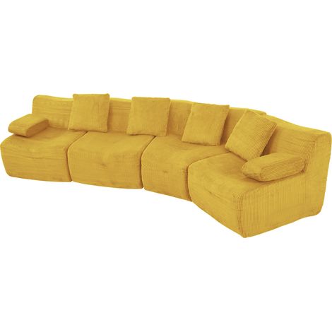 4-Sitzer-Modulsofa aus Cord in Gelb, ohne Montage, 311 x 90 x 65 cm (1/5)