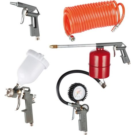 KIT ACCESSORI COMPRESSORE ARIA COMPRESSA 5 PZ HYUNDAI PISTOLA GONFIAGGIO TUBO (1/4)