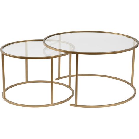 Mesa de centro, mesa de salón, mesa auxiliar. Set Gold Transparente (1/5)