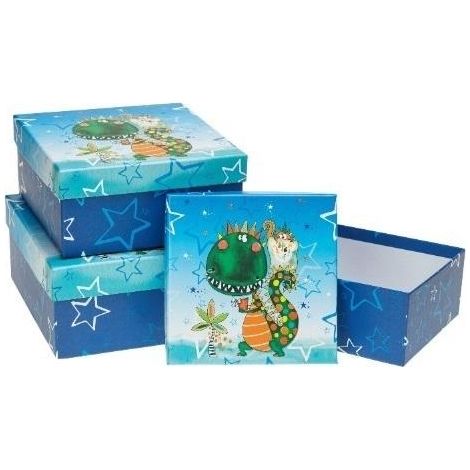 Geschenkbox mit 3 Drachenrosetten
