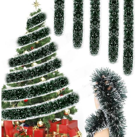 Guirlande Noel,10m Guirlande Sapin,Guirlandes Noel Sapin Artificiel,Guirlandes Noel Exterieur,Blanc-Vert Décoration De Noel Naturelle pour Decoration Noel Sapin,la escalier,Arche (1/5)