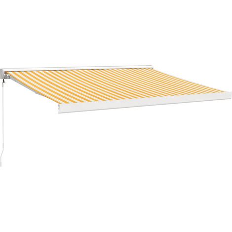 Maison Exclusive - Tenda Retrattile Gialla e Bianca 3,5x2,5 m Tessuto e Alluminio