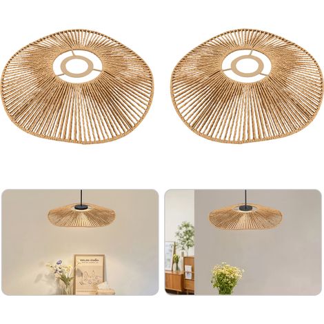 Geflochtener Lampenschirm, Retro Rattan geflochtene Lampenabdeckung, Vintage Kronleuchter Lampenschirm