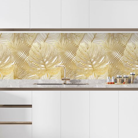 Crédence adhésive cuisine - Feuilles - 90x90 cm - Adhésif BRILLANT (1/5)