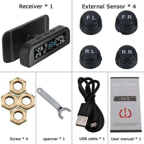 Capteurs externes pour véhicule, système de surveillance de la pression des pneus (TPMS) - Convient aux 4 roues (1/5)