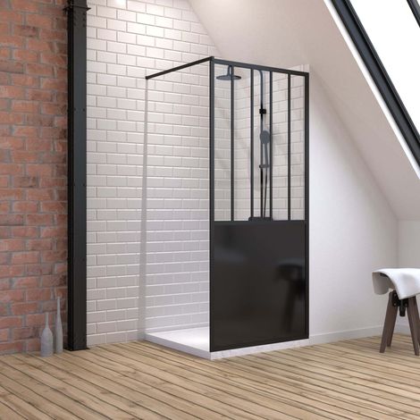 ensemble douche à l'italienne avec receveur blanc 90x90 + paroi atelier 90cm (1/4)