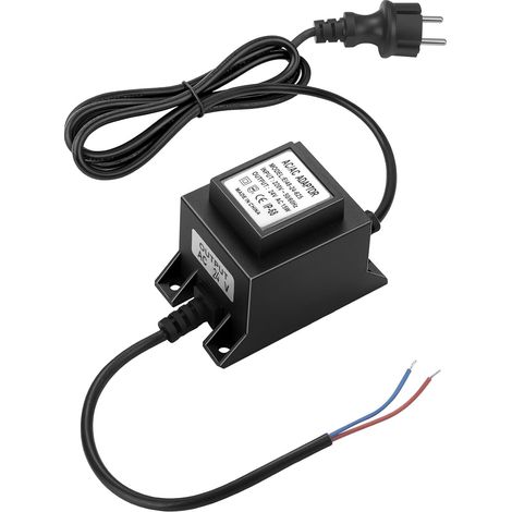 Transformateur 220V 24V AC/AC, Adaptateur LED Transfo 15W 0.6A, Alimentation Étanche IP68 pour Éclairage de Jardin, Fontaine, et Piscine (1/5)