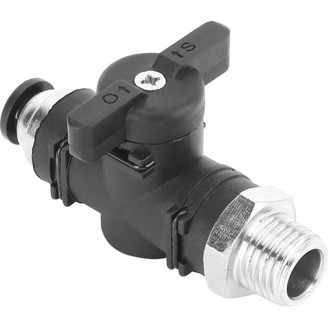 Raccord rapide pneumatique avec vanne manuelle, diamètre extérieur du tube 6 mm, filetage mâle BSPP BC6-02 (1/5)