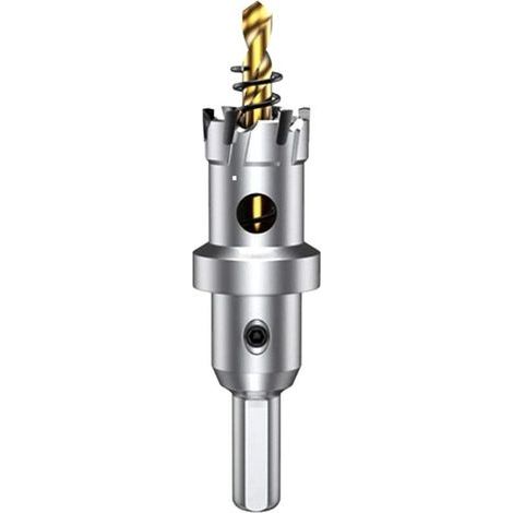Sierra de corona de carburo de 22 mm, broca de sierra de corona TCT con 1 broca piloto recubierta de titanio para acero inoxidable, chapa metálica, metal… (1/4)