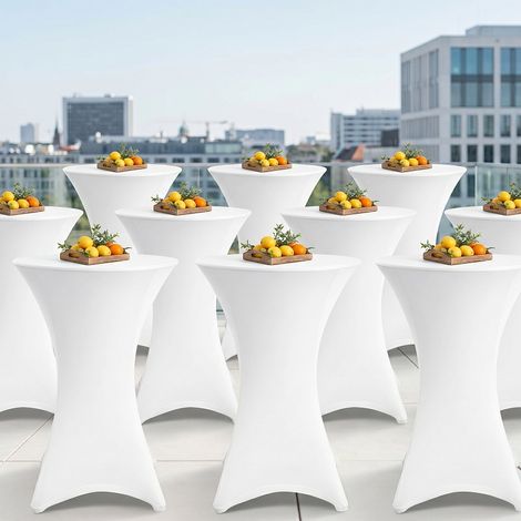 Wolketon Copritavolo rotondo per tavolino alto Ø80×110 cm – Tovaglia estensibile per matrimoni e banchetti Bianco 10x