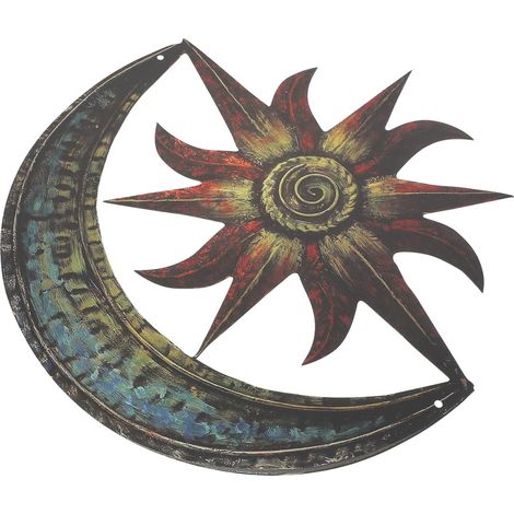 Décoration Murale en Fer Forgé Lune et Étoile, Ornement Créatif en Métal pour Salon et Bureau, Pièce Artistique Originale et Élégante (1/5)