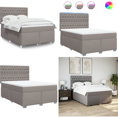 vidaXL Boxspringbett mit Matratze Taupe 160x200 cm Stoff (1/5)