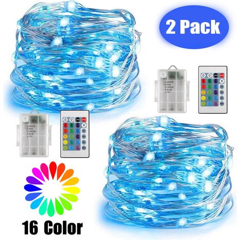 Guirlande Lumineuse - Cuivre - 5 M - 50 LED - Étanche IP44 - Télécommande Infrarouge - Intérieur Extérieur - Lot de 2 (1/5)