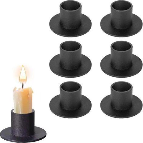 Set di 6 portacandele neri opachi per candele a cono e a LED, perfetti per matrimoni, cene, anniversari, regali per la casa o come regalo per donne o uomini.