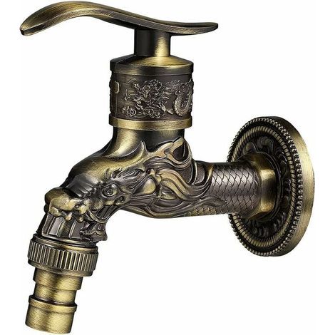 Robinet Exterieur Jardin Robinet en Laiton Antique, Robinet Mural Vintage, Antique Cuivre uisine Bain Jardin,bronze,10.5x10.8x7.3cm (1/4)