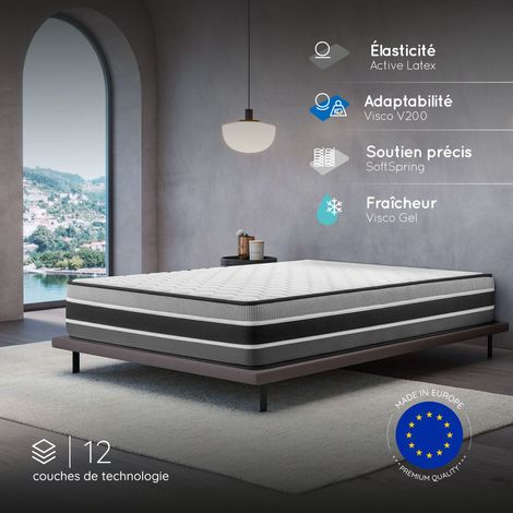 Matelas FELIS 160x200 cm, Épaisseur 30 cm, Hybrid, Ressorts ensachés, Blue Latex, Mousse Viscoélastique HR adaptative, Soutien mi-ferme, 7 zones (1/5)