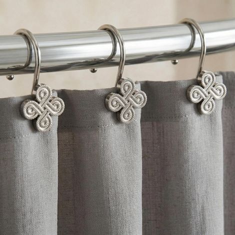 Crochets Rideau Douche Nickel brossé — Anneaux métalliques antirouille, 12 pcs (1/5)