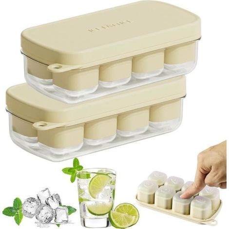 Bac A Glacons Avec Couvercle, Glacons Moule Silicone, Bac A Glacon Facile A Demouler,Rapide Bac Glacon Automatique Silicone Sans Bpa (1/4)