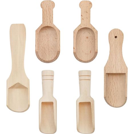 6 Pièces Mini Cuillère en Bois pour Épices, Sel, Lait en Poudre, Sucre, Farine, Bonbons et Thé - Petite Pelle pour la Cuisine (1/5)