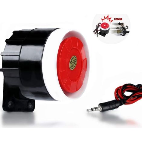 Alarm DC 12V Mini Red Wired Horn Sirene Sound Alarm System Warnhorn für Home Security 120dB  - Crezuo