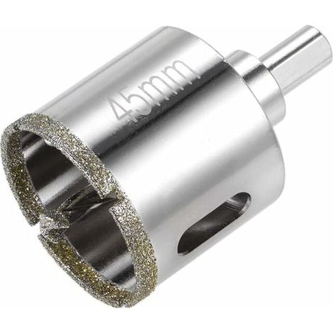 Broca de diamante para sierra de corona de vidrio con broca piloto central para vidrio y baldosas de cerámica de 45 mm (1/5)