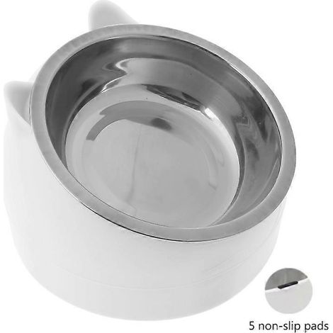 Bol alimentaire incliné anti-dérapant pour chien et chat, bol en acier inoxydable 15°, récipient pour animaux de compagnie, antidérapant, incliné. (1/4)