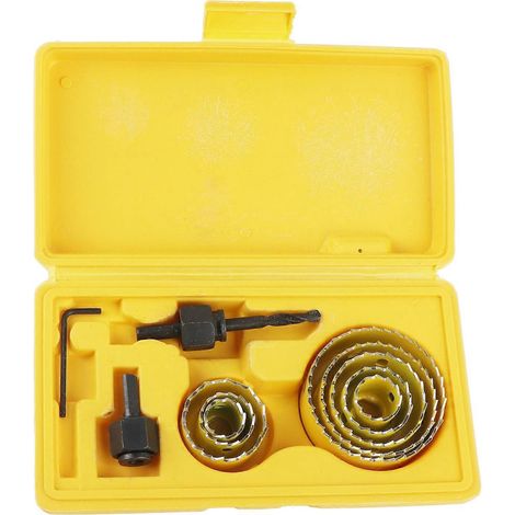 Jeu de 11 scies cloches, outil de menuiserie, diamètre 19–64 mm, jaune