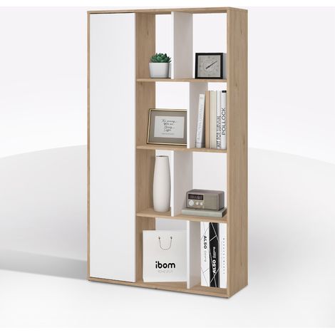 libreria "labirinto" bianco e quercia, 88x29x157 cm