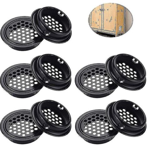 Grille de ventilation ronde en acier inoxydable (10 pièces, noir) (1/4)