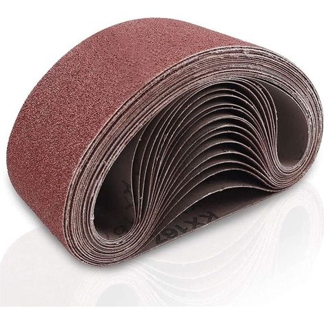 Bande abrasive 3 x 18 pouces, paquet de 21 bandes abrasives pour ponceuse à bois, papier de verre en oxyde d'aluminium (3 feuilles de chaque grain : 40, 60, 80, 120, 180, 240 et 320 mesh) pour ponceus (1/4)
