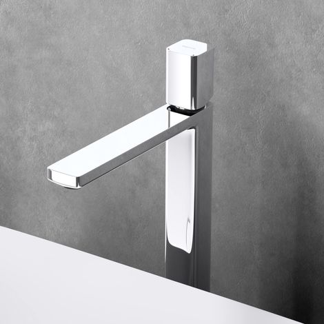 doporro Miscelatore Monocomando per Lavabo Bagno Senza Leva, Rubinetto con Flessibili Acqua Calda Fredda in Ottone Cromato H 30,9 cm WAO-7901 (1/5)