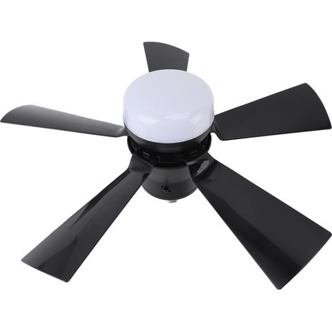 Plafonnier ventilateur petit avec télécommande, lumière variable 3 températures de couleur, 3 vitesses, minuterie 1h/2h/4h, douille E26, noir, pour chambre cuisine, 85-265V (1/5)