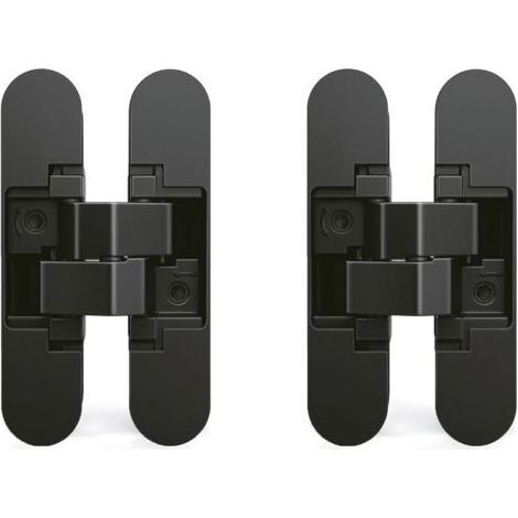 Charnière invisible pour portes, Lot de 2 charnières invisibles pour portes lourdes, charge de 40 kg, ouverture de 180º, zamak, noir (1/4)