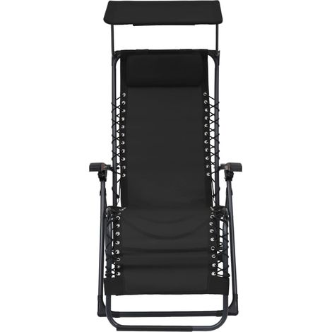 Chaise de jardin et de camping pliable, Chaise de relaxation, Textilène Noir OIB1025E (1/5)