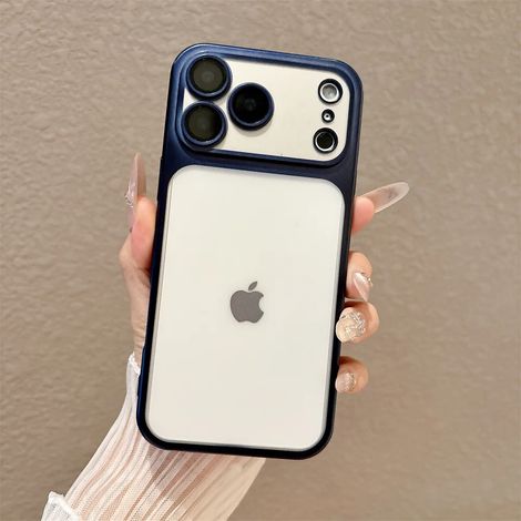 (iPhone 17 Pro Max, Bleu) Coque de téléphone mate électroplaquée pour iPhone, fabriquée en TPU souple et semi-transparent.