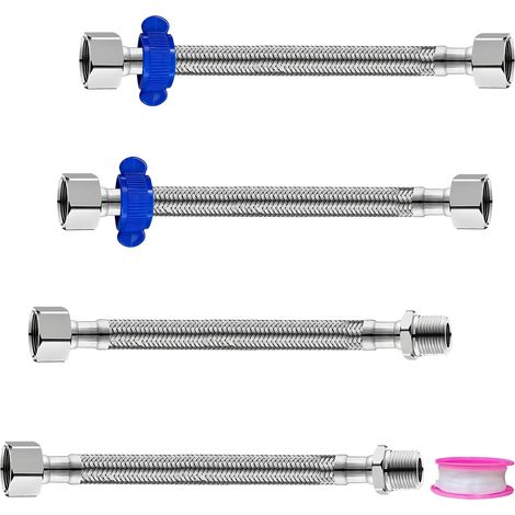 Tuyaux Flexibles 3/8 à 1/2 Pouce, 4 Pièces Tuyau Flexible Robinet (1/5)