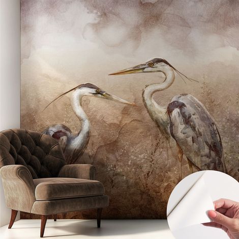 Tapete Selbstklebend - abwaschbar - Tapete mit Motiv - trendige Wanddeko - elegant Fototapete Elegante Vögel 250x250 cm (1/5)