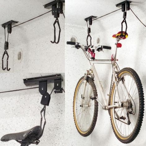 Support Lève Vélo - Plafond - Capacité 25 Kg - Installation Facile - Pour Vélo Classique ou VTT - 1 Pièce