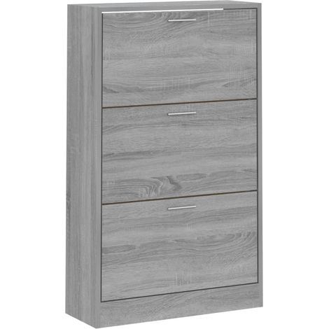 Armoire à chaussures range chaussures rangement meuble entrée couloir salon sonoma 63 x 24 x 103 cm bois d'ingénierie gris (1/5)