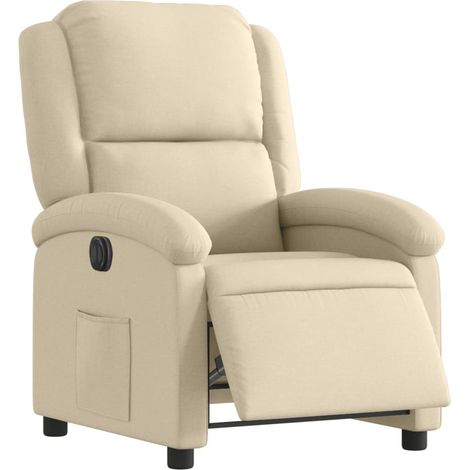 Poltrona relax TV con comodissima funzione reclinabile elettrica in tessuto crema DEC028278
