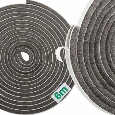 Enowelir Brosse D'Étanchéité Auto-Adhésive 6 Mètres Pour Portes Et Fenêtres, Coupe-Vent Antipoussière Anti-Bruit (1/4)