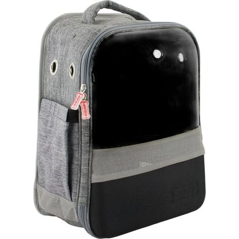 MOCHILA CON VENTANA GRIS 30x23x43cm (1/2)