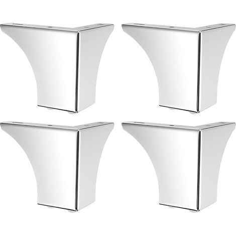 Pieds de meuble triangulaires, lot de 4, 10 cm, en métal argenté, avec vis. (1/5)