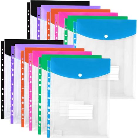 Porta Documentos A4 - Polipropileno Transparente - 32 X 23 5 Cm - 11 Agujeros - Cierre De Presión - Paquete De 12 (1/5)